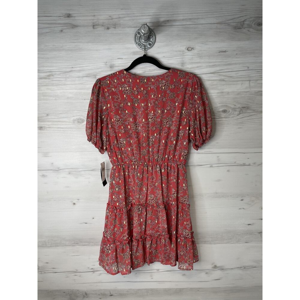 City Studio Juniors Red Floral Wrap Puff Sleeve Boho Sundress 2539-VG5A M - Picture 12 of 12